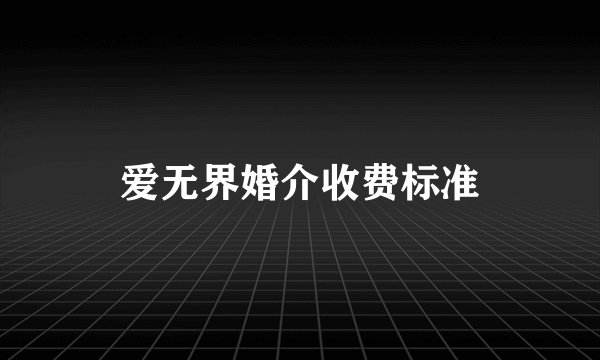 爱无界婚介收费标准