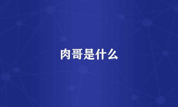 肉哥是什么