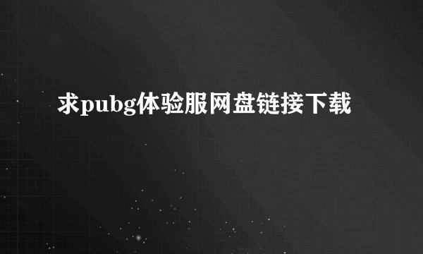 求pubg体验服网盘链接下载
