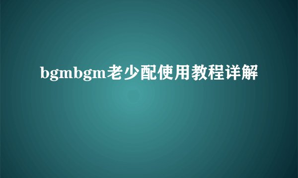 bgmbgm老少配使用教程详解