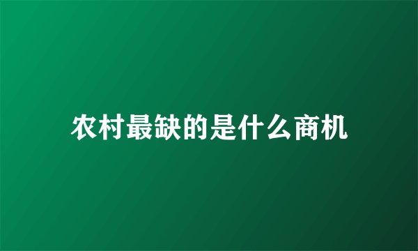农村最缺的是什么商机