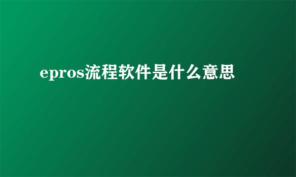 epros流程软件是什么意思