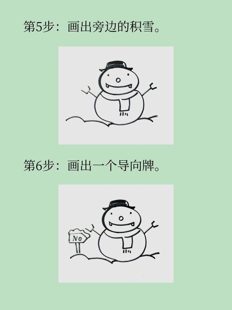 可爱简笔画图片大全雪人的画法图解