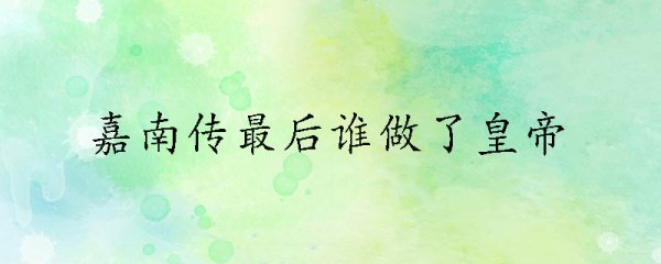 嘉南传最后谁做了皇帝