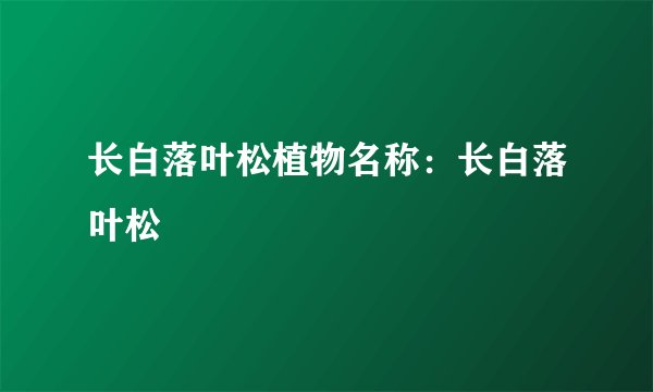 长白落叶松植物名称：长白落叶松