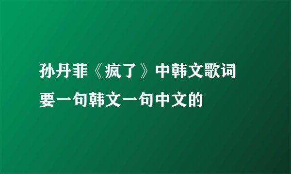 孙丹菲《疯了》中韩文歌词 要一句韩文一句中文的