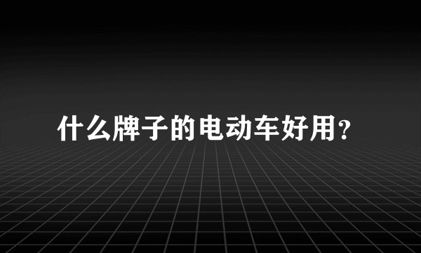 什么牌子的电动车好用？