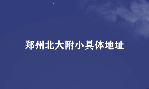 郑州北大附小具体地址