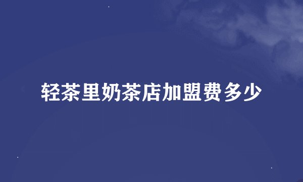 轻茶里奶茶店加盟费多少