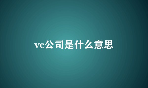 vc公司是什么意思