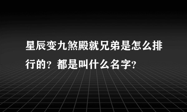 星辰变九煞殿就兄弟是怎么排行的？都是叫什么名字？