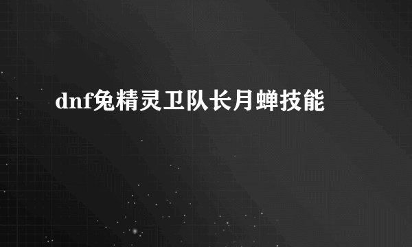 dnf兔精灵卫队长月蝉技能