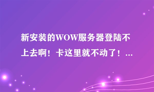 新安装的WOW服务器登陆不上去啊！卡这里就不动了！怎么回事？重启了，把360也都关了，都没用！