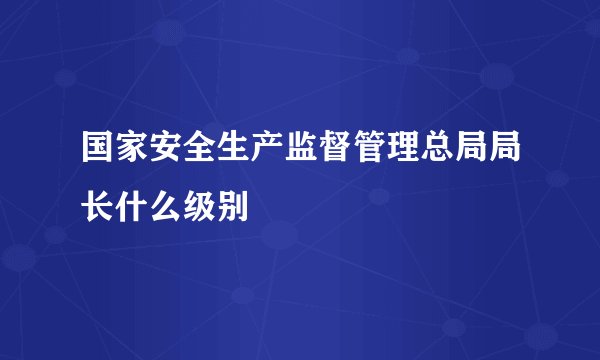 国家安全生产监督管理总局局长什么级别