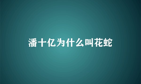 潘十亿为什么叫花蛇