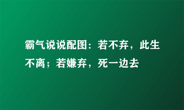 霸气说说配图：若不弃，此生不离；若嫌弃，死一边去
