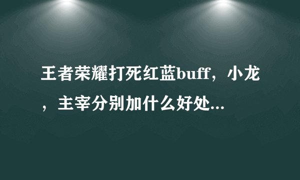 王者荣耀打死红蓝buff，小龙，主宰分别加什么好处？详细点。