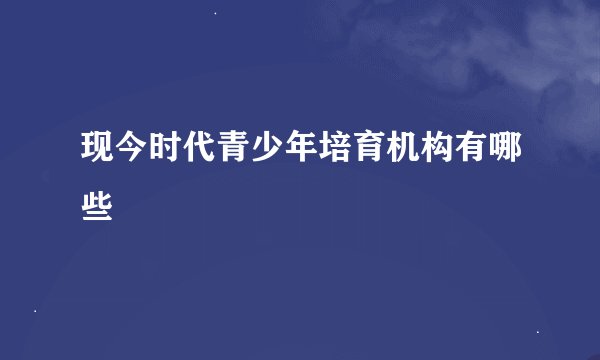 现今时代青少年培育机构有哪些