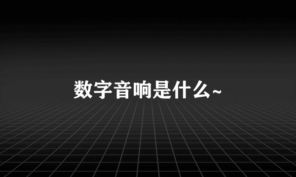 数字音响是什么~