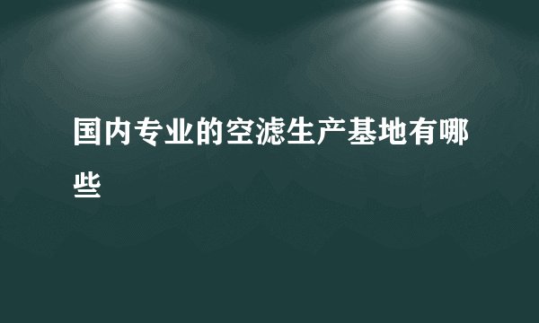 国内专业的空滤生产基地有哪些