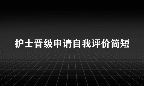 护士晋级申请自我评价简短