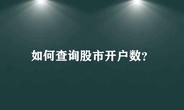 如何查询股市开户数？