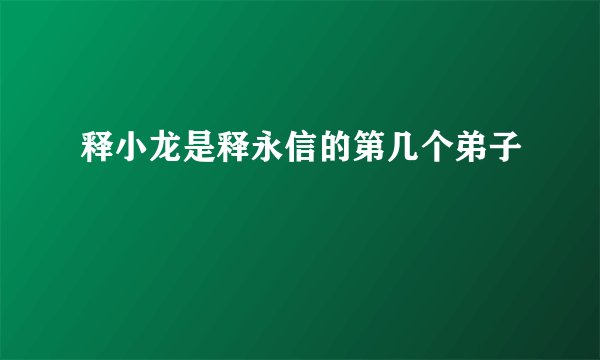 释小龙是释永信的第几个弟子