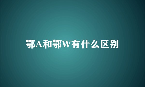 鄂A和鄂W有什么区别