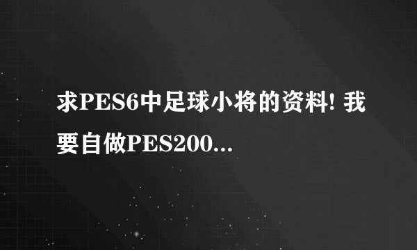 求PES6中足球小将的资料! 我要自做PES2008足球小将补丁