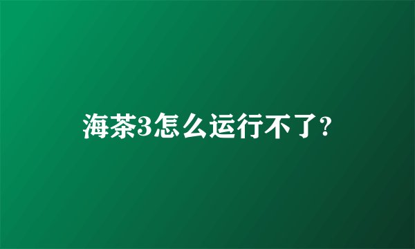 海茶3怎么运行不了?