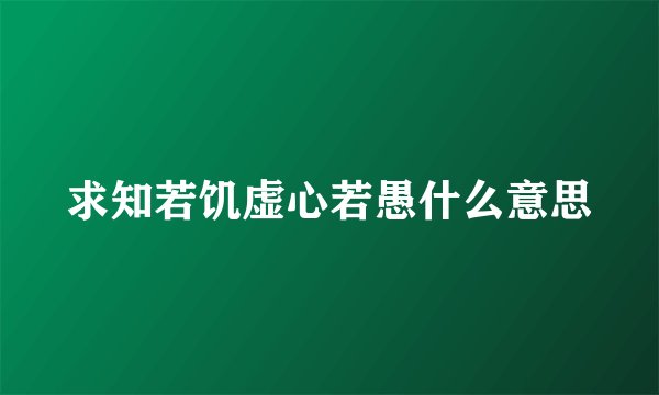 求知若饥虚心若愚什么意思