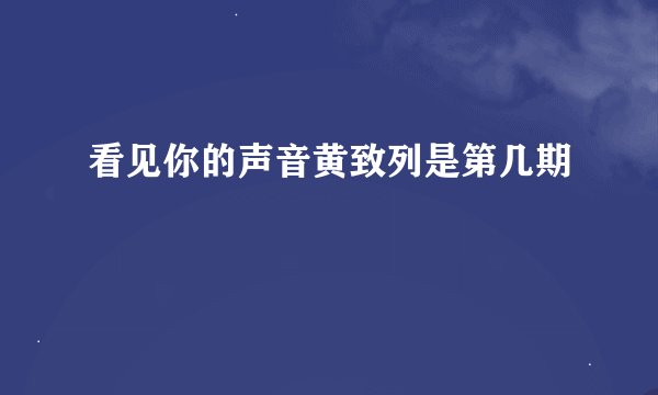 看见你的声音黄致列是第几期