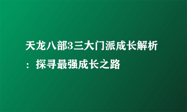 天龙八部3三大门派成长解析：探寻最强成长之路