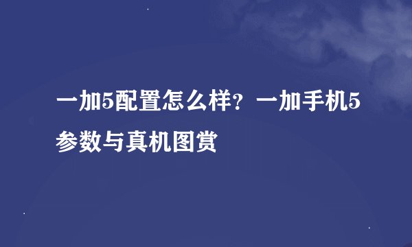 一加5配置怎么样？一加手机5参数与真机图赏