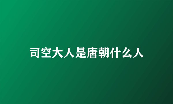 司空大人是唐朝什么人