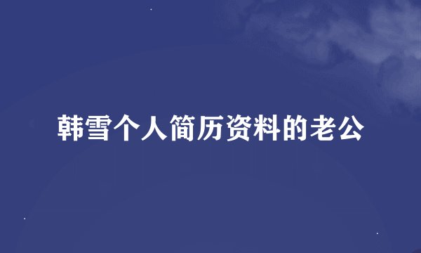 韩雪个人简历资料的老公