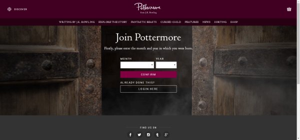 新版pottermore 攻略,好叭,就先说说咋样注册的,最好附上注册前的页面,和注册完的页面