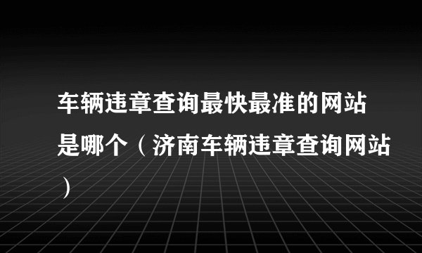 车辆违章查询最快最准的网站是哪个（济南车辆违章查询网站）