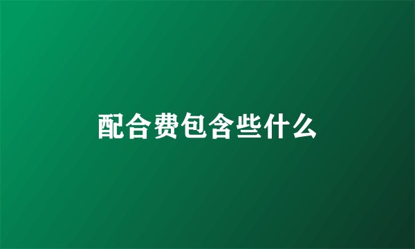 配合费包含些什么