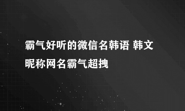 霸气好听的微信名韩语 韩文昵称网名霸气超拽