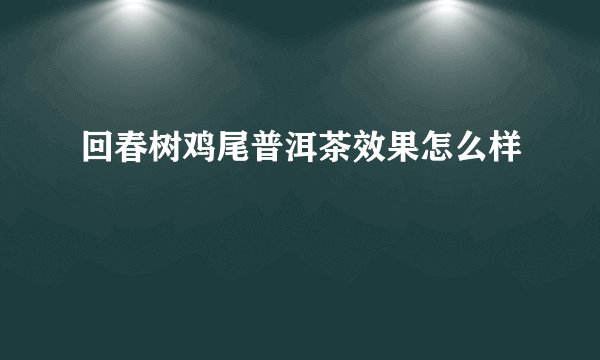 回春树鸡尾普洱茶效果怎么样
