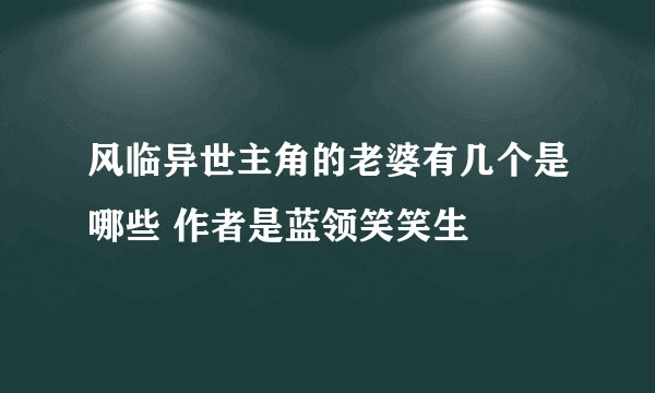 风临异世主角的老婆有几个是哪些 作者是蓝领笑笑生