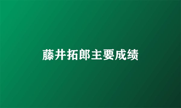 藤井拓郎主要成绩