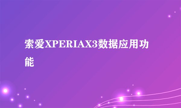 索爱XPERIAX3数据应用功能