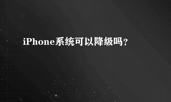 iPhone系统可以降级吗?