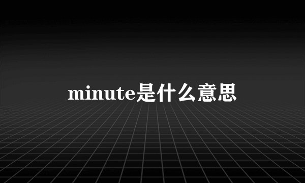 minute是什么意思