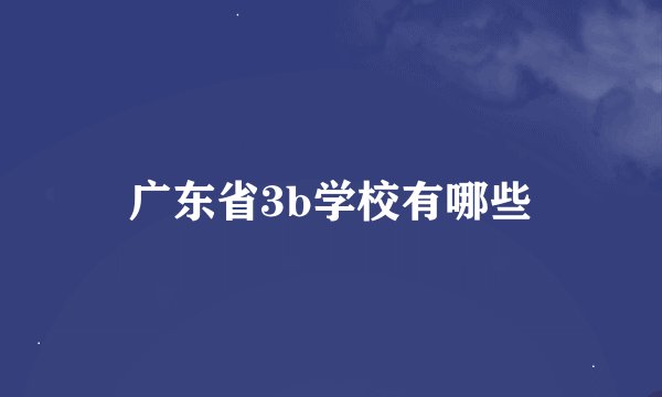 广东省3b学校有哪些