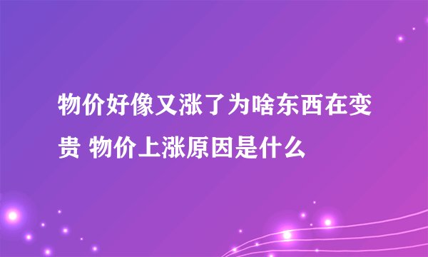 物价好像又涨了为啥东西在变贵 物价上涨原因是什么