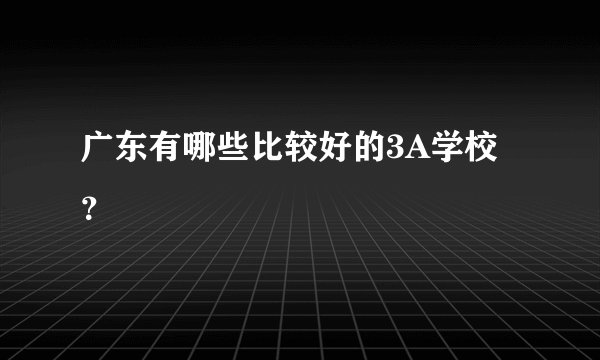 广东有哪些比较好的3A学校？