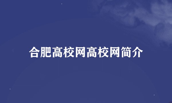 合肥高校网高校网简介